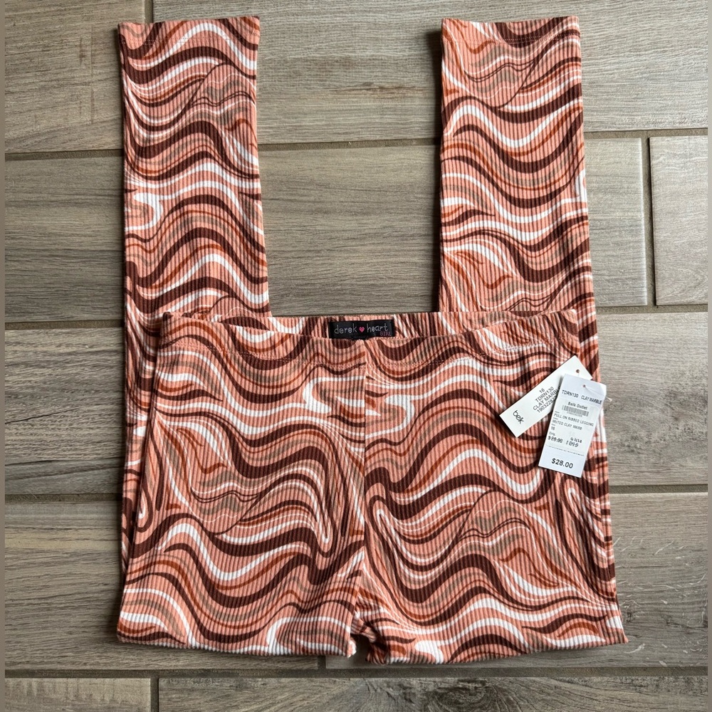 BELK Derek Heart Girl Clay Marble Ribbed Sportswear Leggings 16